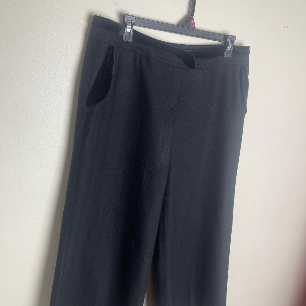Yarn Korean Brand Black Wide Leg Trousers Velvet Trim Size 88 Large - Picture 2 of 13